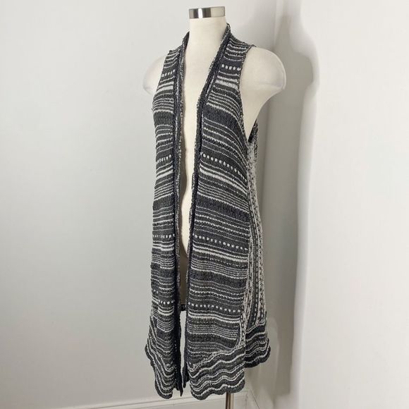 Anthropologie Moth Gray Open Sleeveless Long Duster Cardigan - Picture 2 of 12
